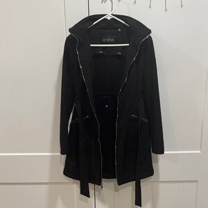 GUESS Black Trench Coat for Women- Medium